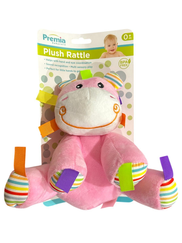 Premia Babycare Large Hippo Plush Rattle Toy for Babies