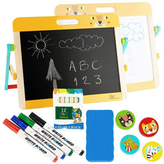 Toy Chest Kids Wooden Tabletop Easel with Whiteboard & Chalkboard