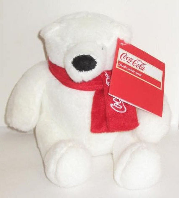 Coca-Cola Polar Bear Plush Toy with Red Coke Scarf, 6 Inch