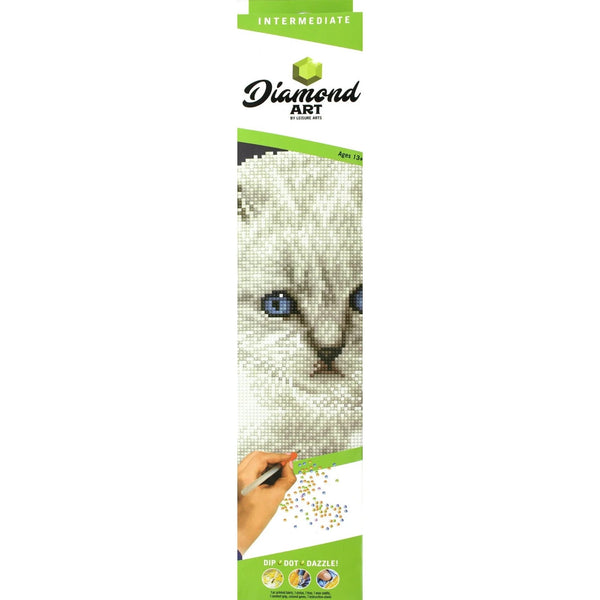 Leisure Arts Diamond Art Kit – White Cat 12"x12" Crystal Painting