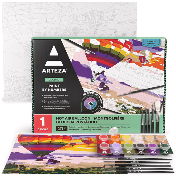 Arteza Hot Air Balloon Paint By Number Acrylic Set 12x16