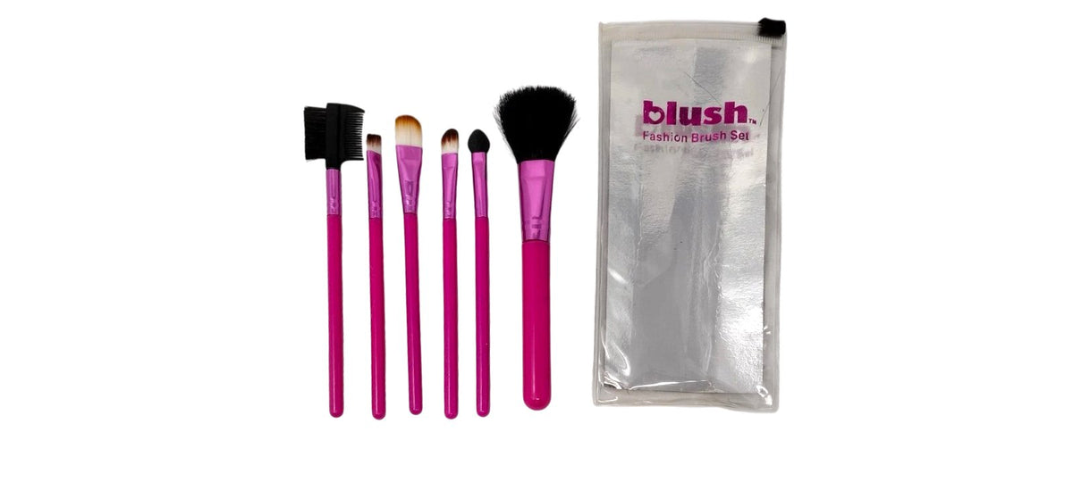 Blush Fashion 6-Piece Makeup Brush Set – Pink Handles