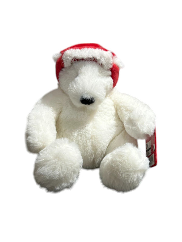 Coca-Cola Polar Bear Plush Toy with Red Aviator Hat, 6 Inch