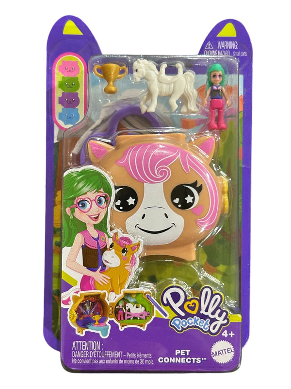 Polly Pocket Cuddly Toys Horse Compact Playset with Micro Doll