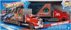 Hot Wheels Spider Challenge Rig – Red Hauler with Action Game