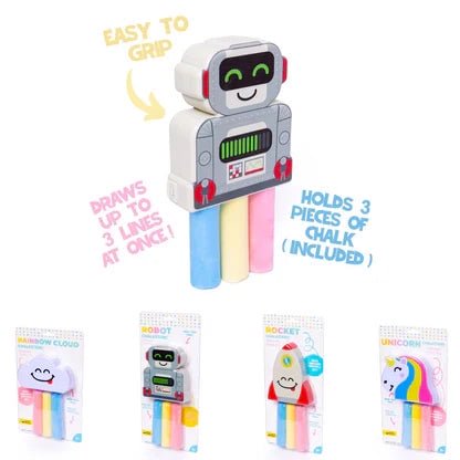Unicorn & Rocket Chalk Holder for Kids | Sidewalk Chalk Accessory