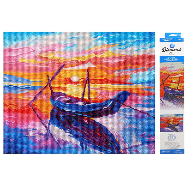 Leisure Arts Diamond Painting Kit – Sunset Boat 16x20 Inch
