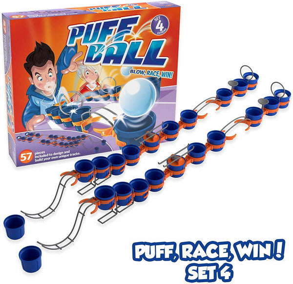 TOMY Puff Ball Party Game – Extreme Set, 59-Piece Racing Course