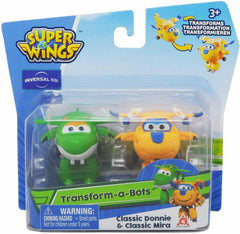 Super Wings Transform-a-Bots 2-Pack | Classic Donnie & Mira | 2" Scale