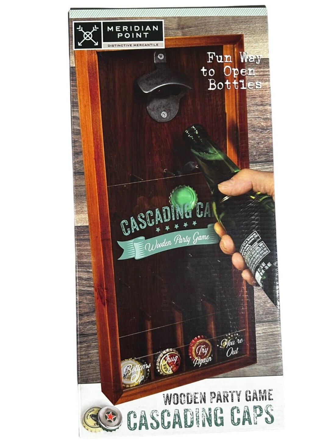 Meridian Point Wooden Cascading Caps Party Game | Bottle Opening Fun