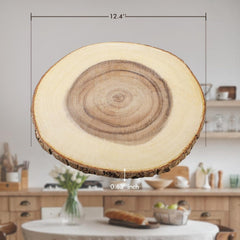 Talent Round Acacia Cutting Board with Natural Bark Edge, 12.4"