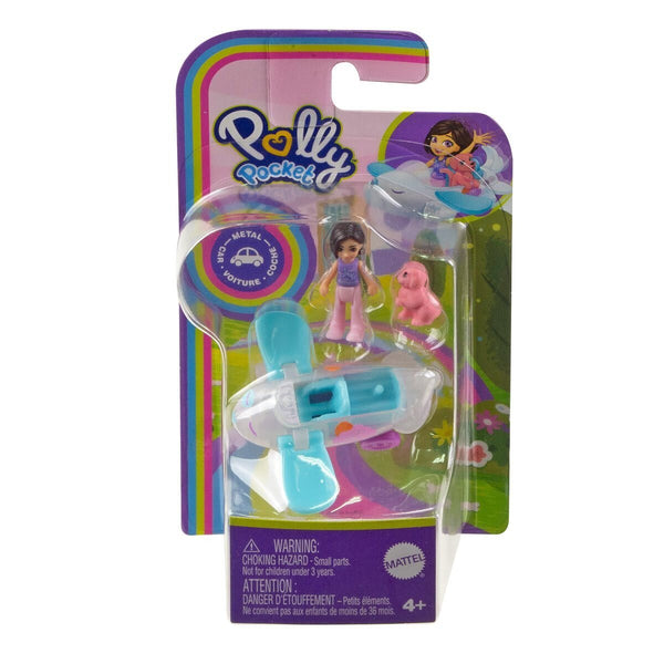 Mattel Polly Pocket Pollyville Plane Vehicle Set with Mini Doll & Pet