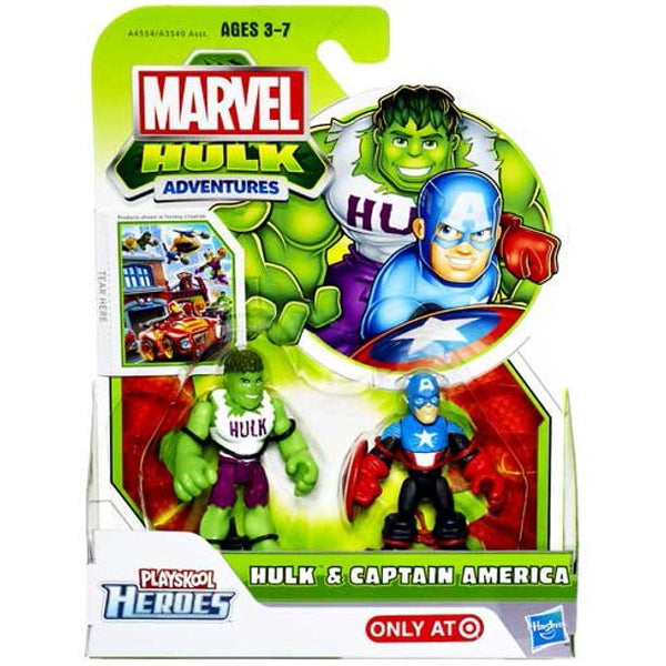 Playskool Marvel Super Hero Adventures Hulk & Captain America Mini Figures