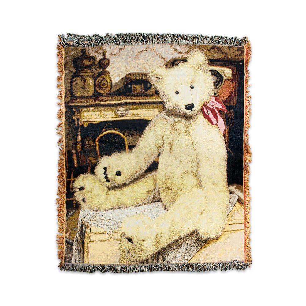 Teddy Bear Tapestry Throw Blanket 46" | Cozy Plush Woven Design