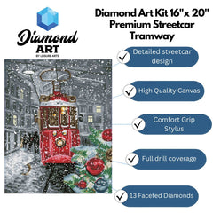 Leisure Arts Diamond Art Holiday Streetcar 16x20 Inch Kit