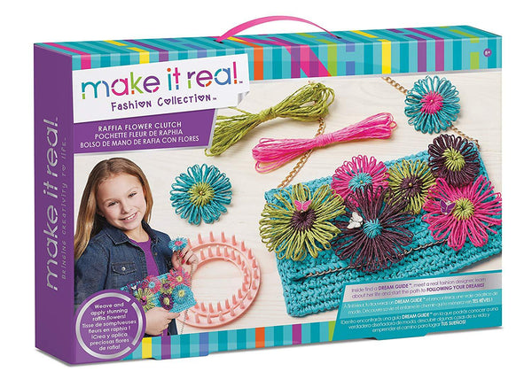 Make It Real Raffia Flower Twine Clutch Purse Craft Kit for Kids