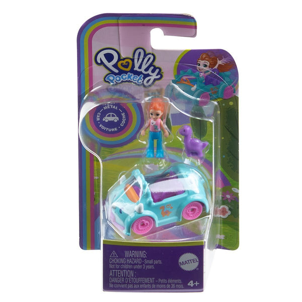 Polly Pocket Pollyville Vehicle Set with Mini Doll & Pet Dino