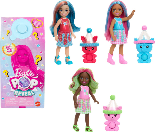Barbie Chelsea Pop Reveal Doll – Shakes Series with 5 Surprises