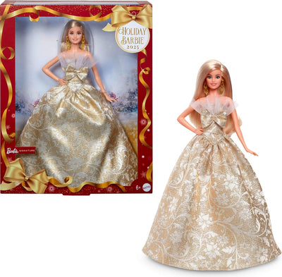 Barbie Holiday Signature Doll with Black Dress & Dollhouse Set