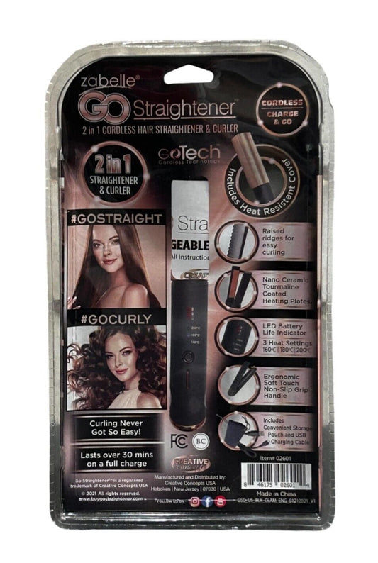 GoTeach Zabelle Go 2-in-1 Hair Straightener & Curler