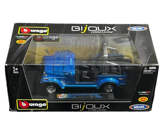 Bburago Jeep Wrangler Die-Cast Model Car – Blue 1:24 Scale