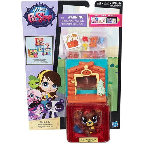Littlest Pet Shop Mini Style Set – Beaver Figure & Log Cabin