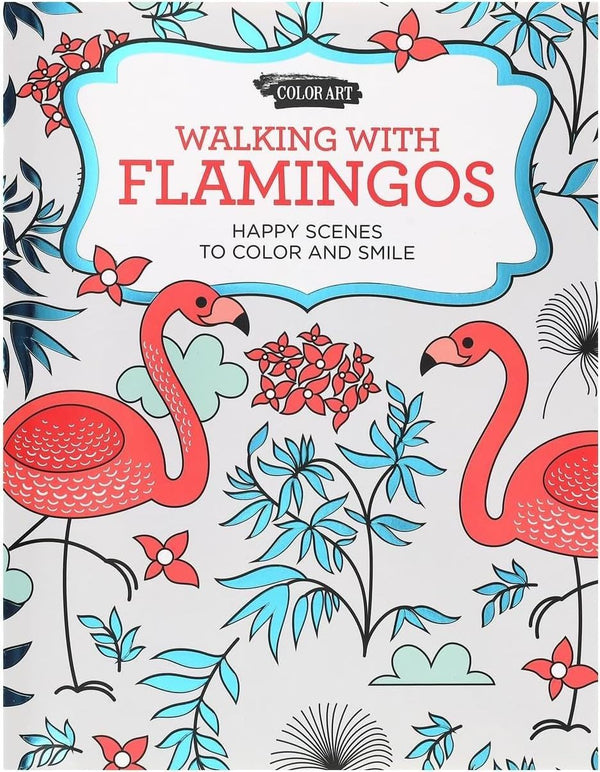 Leisure Arts Walking with Flamingos Adult Coloring Book