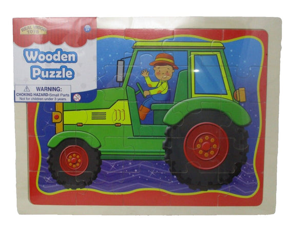 Real Wood Toys 25-Piece Large Tractor Puzzle for Toddlers
