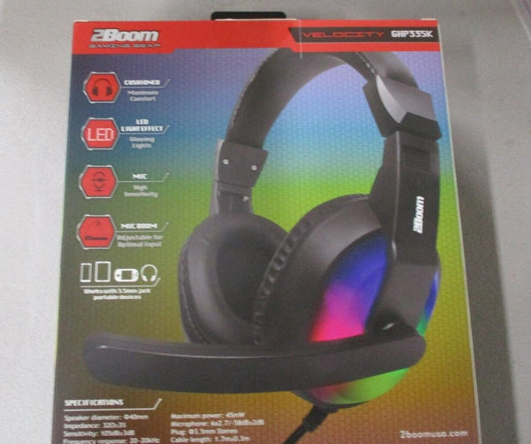 2BOOM Gaming Headset with LED Lights & High-Sensitivity Mic