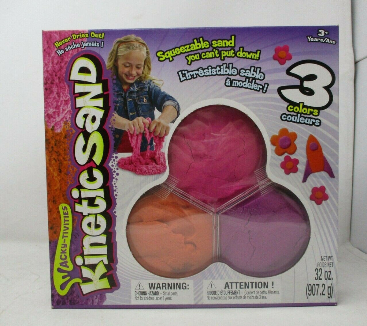 Spin Master Kinetic Sand 3-Pack – Neon Colors, 32 oz