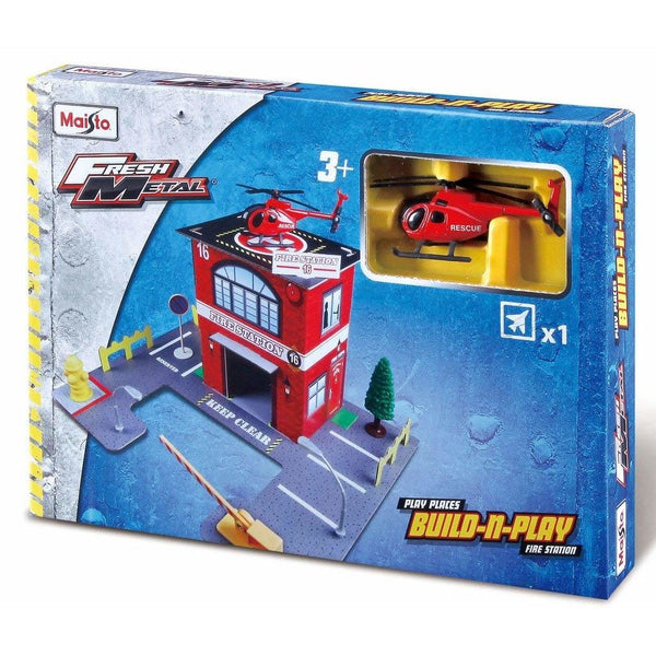 Maisto Fresh Metal Fire Station Build & Play Set