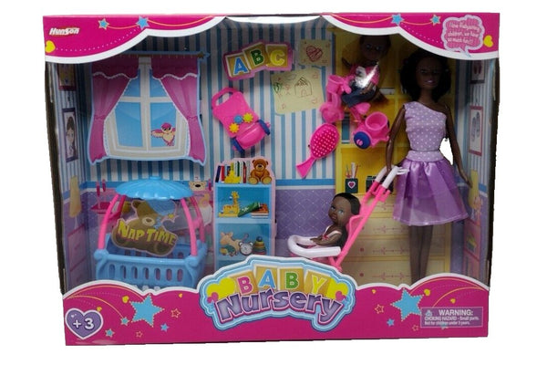 Hunson Baby Nursery Doll Set with Purple Dress & Accessories