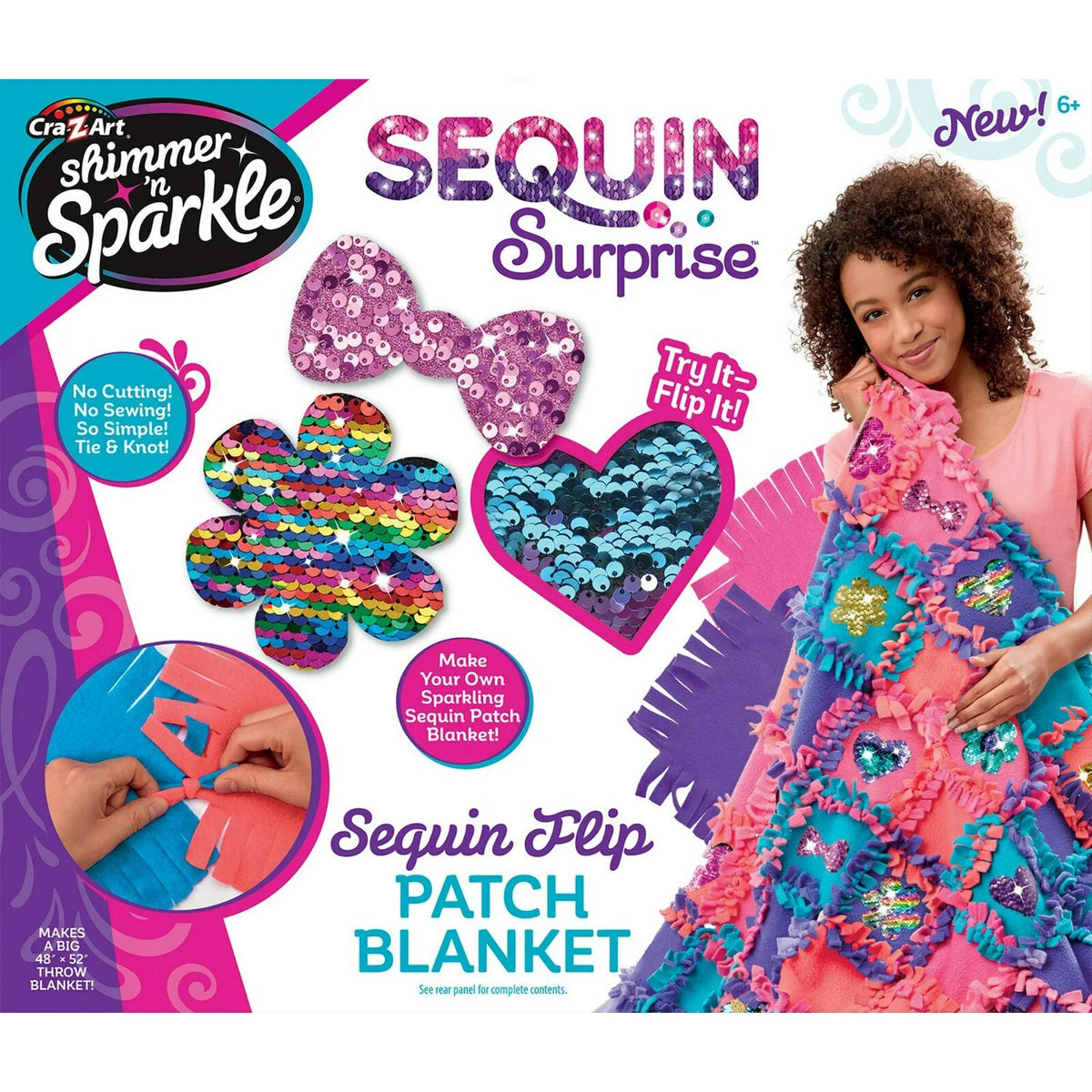 Cra-Z-Art Sequin Surprise MYO Blanket – No-Sew Tie Knot Kit
