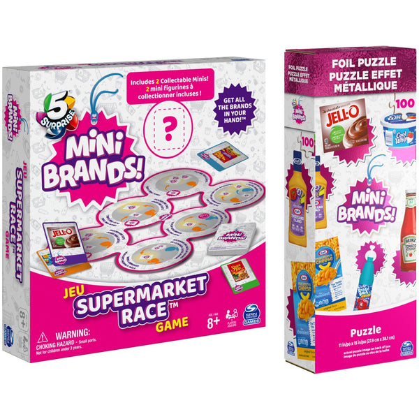 Spin Master Mini Brands Activity Bundle — Board Game & Foil Puzzle
