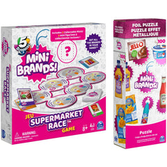 Spin Master Mini Brands Activity Bundle — Board Game & Foil Puzzle