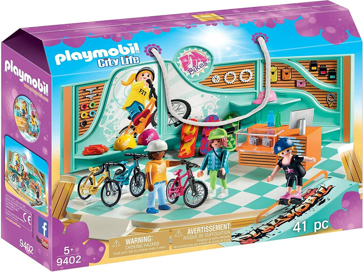 PLAYMOBIL Bike & Skate Shop — 3-Figure Playset with Ramp