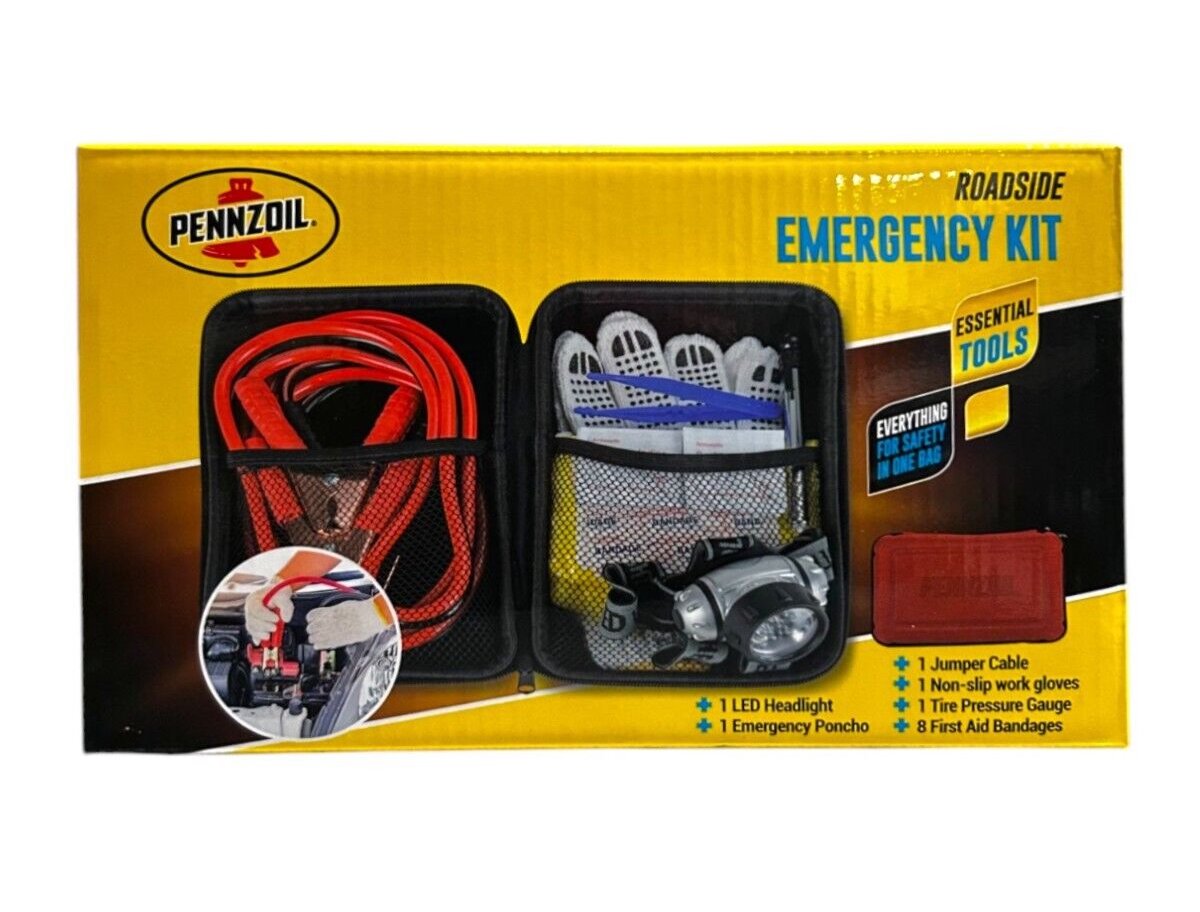 Pennzoil Roadside Emergency Kit – 6-Piece Car Safety Essentials