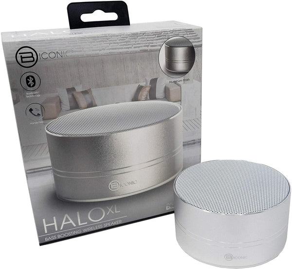 B Iconic Halo XL Wireless Speaker with Bass Boost, Silver