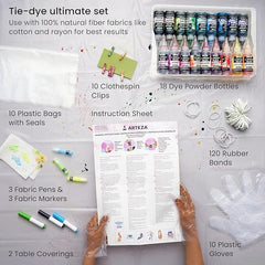 Arteza Tie-Dye Kit – 18 Squeeze Bottles, 8 Pattern Styles