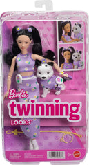 Barbie Twinning Looks Doll & Pet Dog — Purple Daisy Set