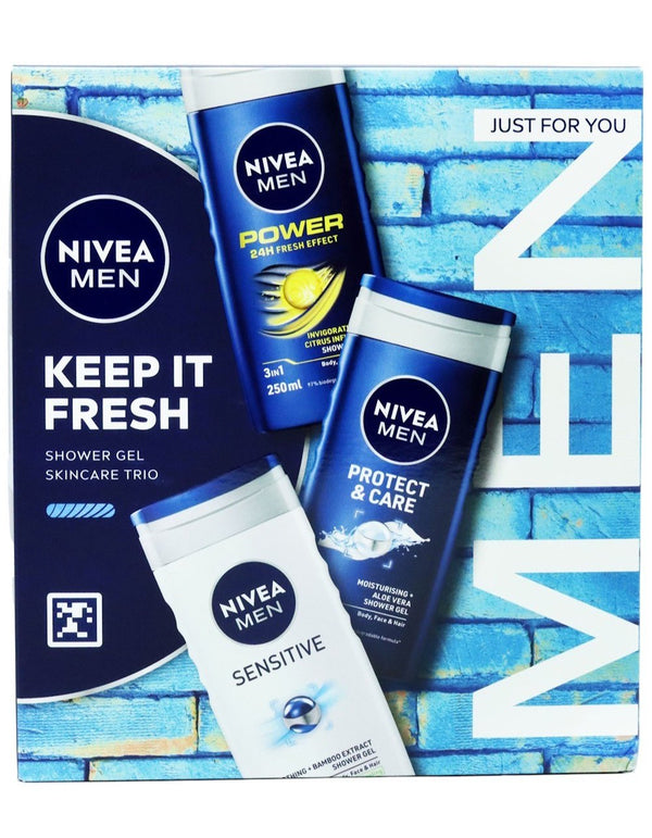 Nivea Men Keep It Fresh Shower Gel Trio – 3-Pack Gift Set