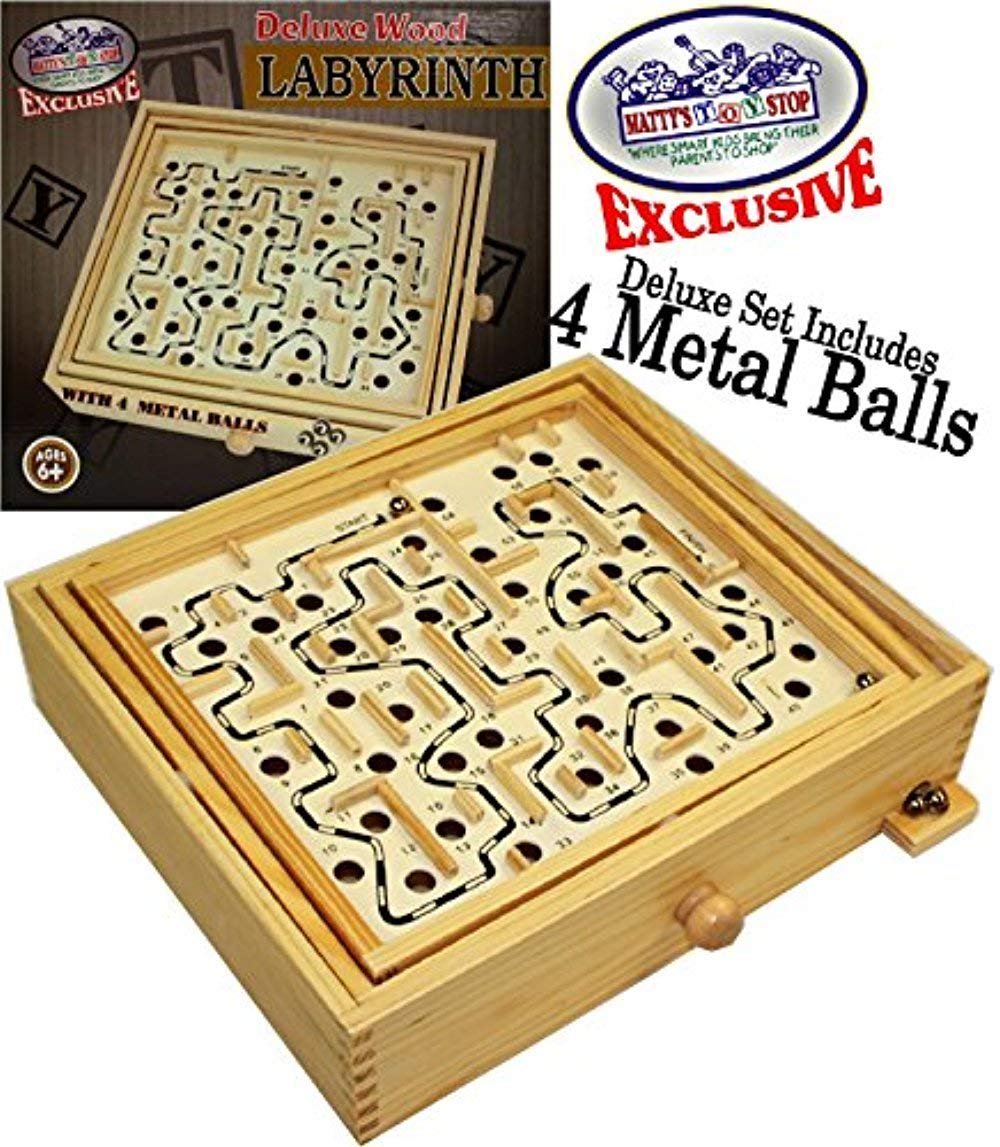 Wood Labyrinth Game – Classic Tilt Maze Skill Toy