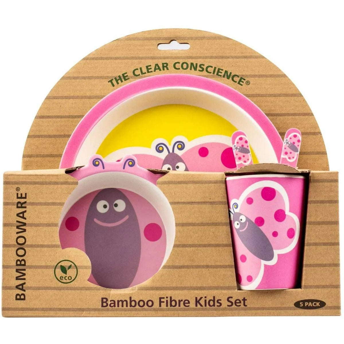 The Clear Conscience 5-Piece Bamboo Kids Dinnerware Set – Butterfly