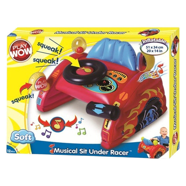 Playwow Musical Sit-Under Inflatable Race Car – Interactive Lap Toy