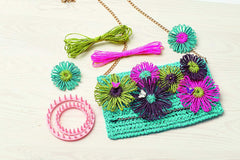 Make It Real Raffia Flower Twine Clutch Purse Craft Kit for Kids