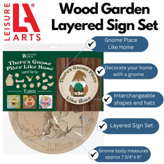 Leisure Arts Gnome Place Like Home Layered Wood Sign Set