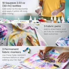 Arteza Tie-Dye Kit – 18 Squeeze Bottles, 8 Pattern Styles