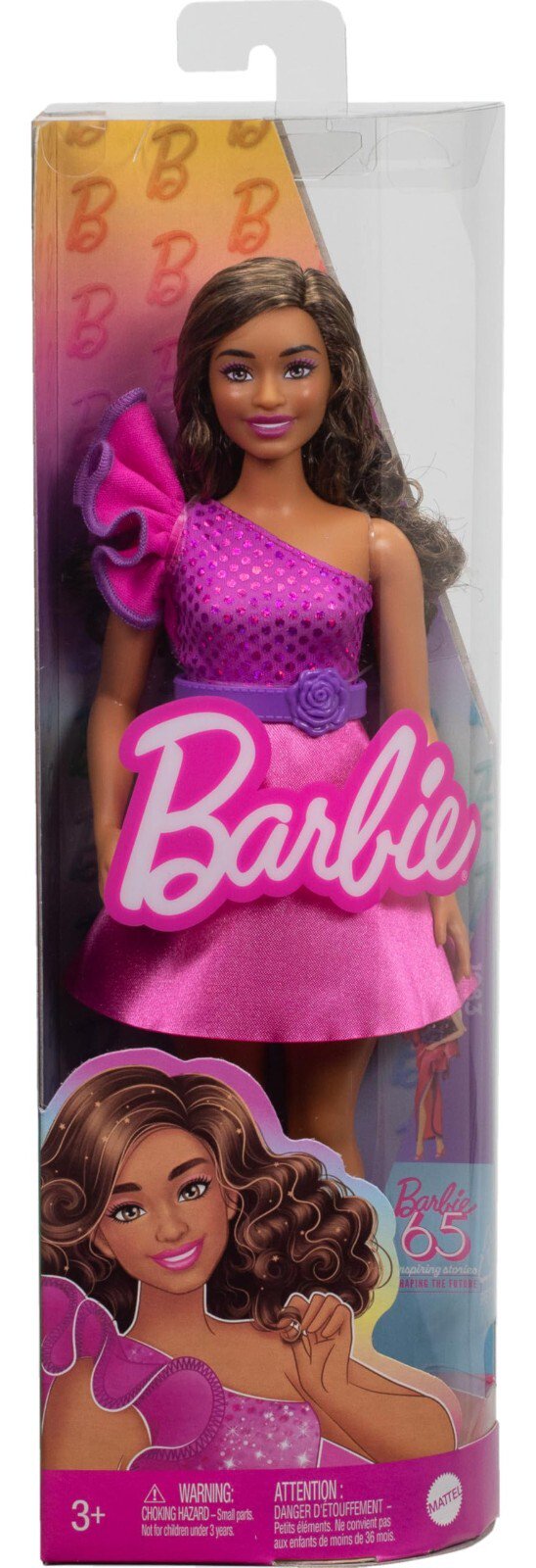 Barbie Fashionistas Curvy Doll – Brown Hair & Pink Dream Dress