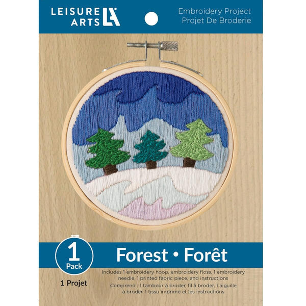 Leisure Arts 4" Snowy Forest Embroidery Kit – Beginner