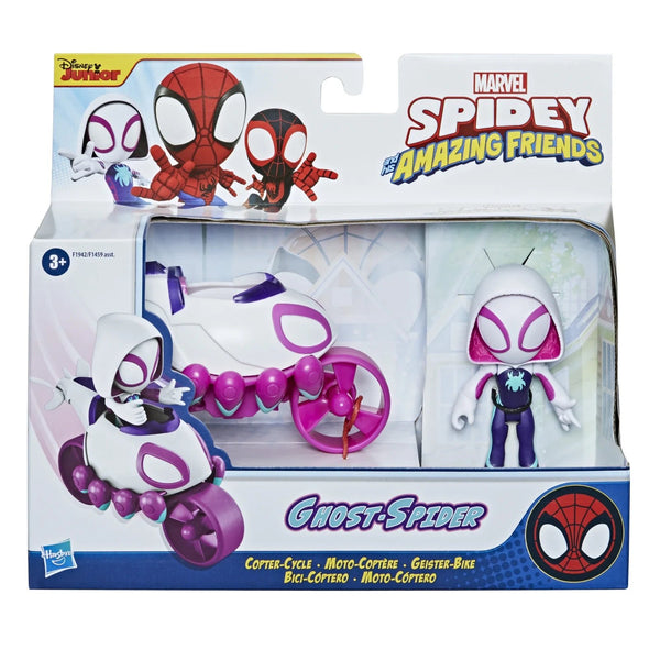 Marvel Spidey & His Amazing Friends Ghost-Spider Figure + Copter-Cycle